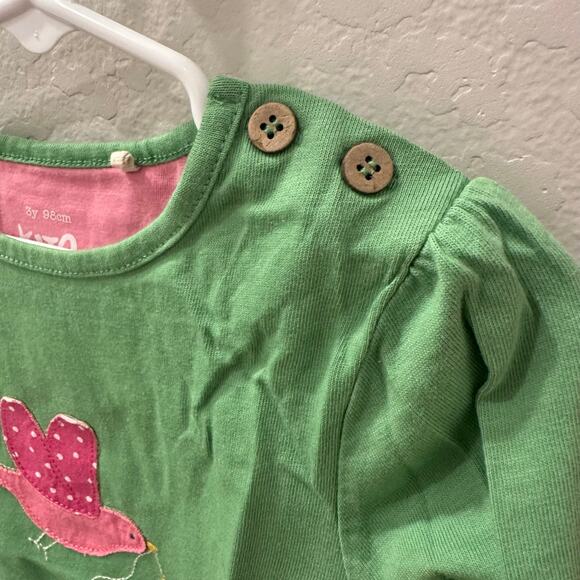 Kite Bird Appliqué Long Sleeve Shirt & Pink Polka Dot Leggings Outfit - Picture 3 of 9